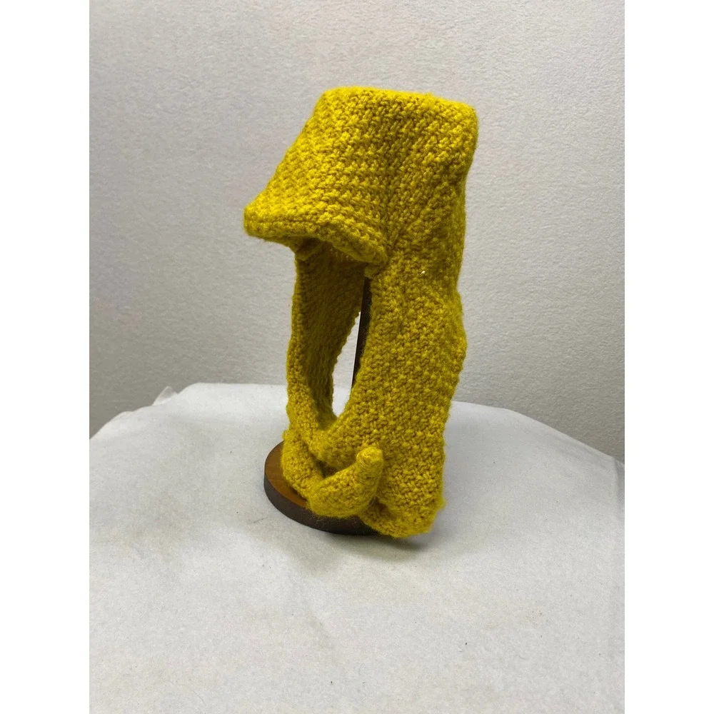 Beard Head‎ Wool Blend Knit Hooded Scarf Mustard Yellow Unisex